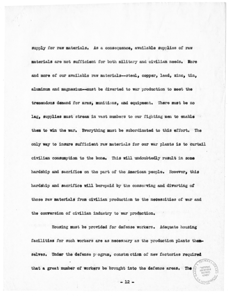 Speech of Senator Harry S. Truman Before the Society of the Plastics Industry at Hot Springs, Virginia
