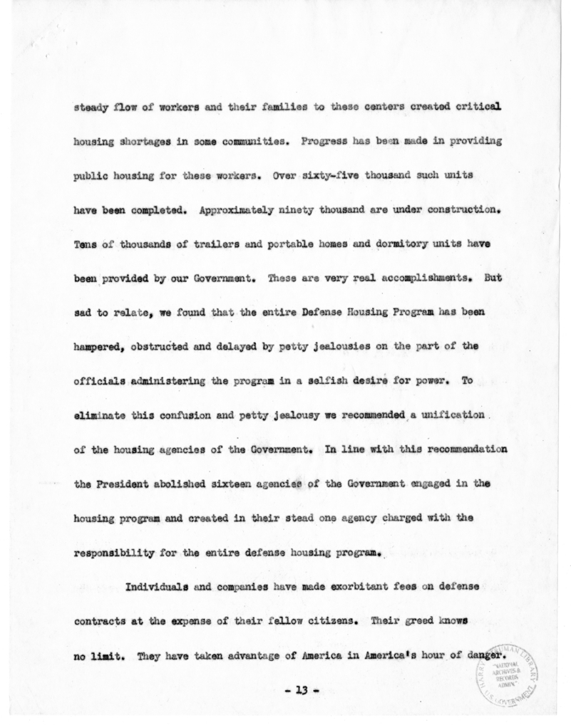Speech of Senator Harry S. Truman Before the Society of the Plastics Industry at Hot Springs, Virginia