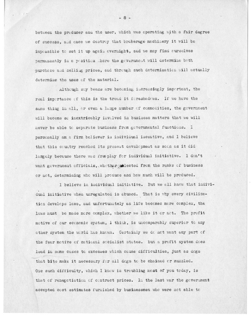 Speech of Senator Harry S. Truman Before the National Industrial Conference Council at New York, New York