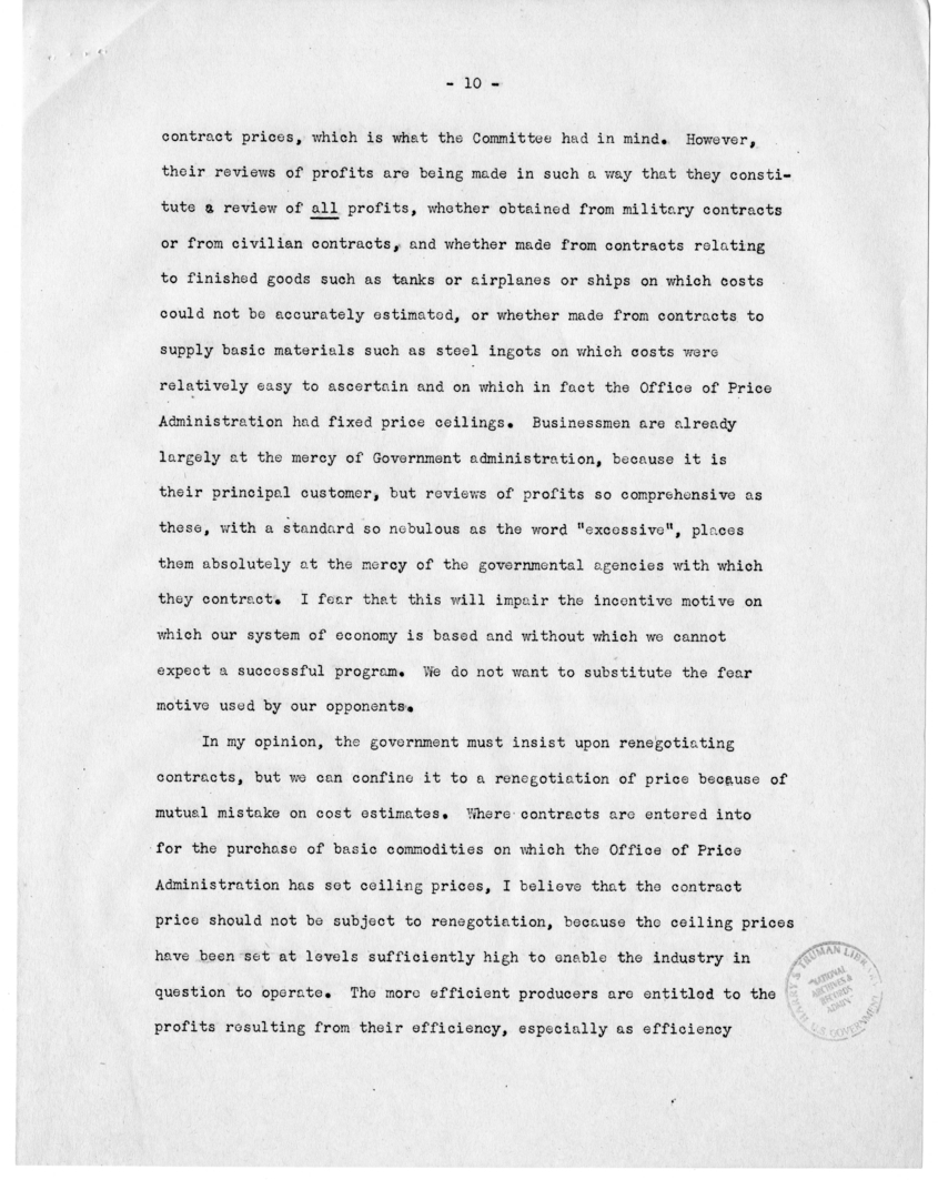 Speech of Senator Harry S. Truman Before the National Industrial Conference Council at New York, New York