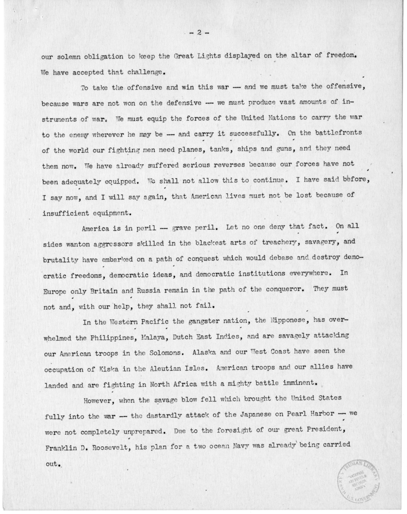 Speech of Senator Harry S. Truman at the 129th Annual Communication of the Grand Lodge of Tennessee, Nashville, Tennessee