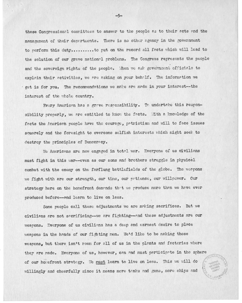 Speech of Senator Harry S. Truman at the 129th Annual Communication of the Grand Lodge of Tennessee, Nashville, Tennessee