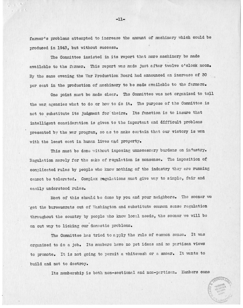 Speech of Senator Harry S. Truman at the 129th Annual Communication of the Grand Lodge of Tennessee, Nashville, Tennessee