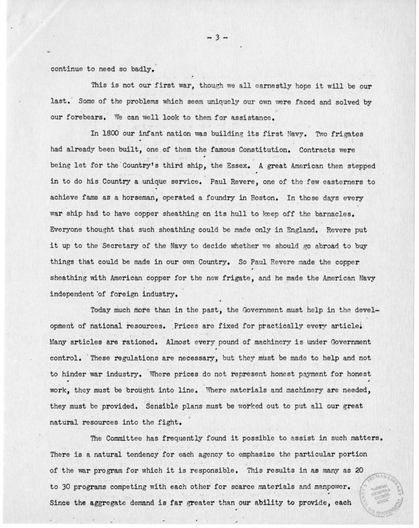 Speech of Senator Harry S. Truman Before the Colorado Mining Association, Denver, Colorado