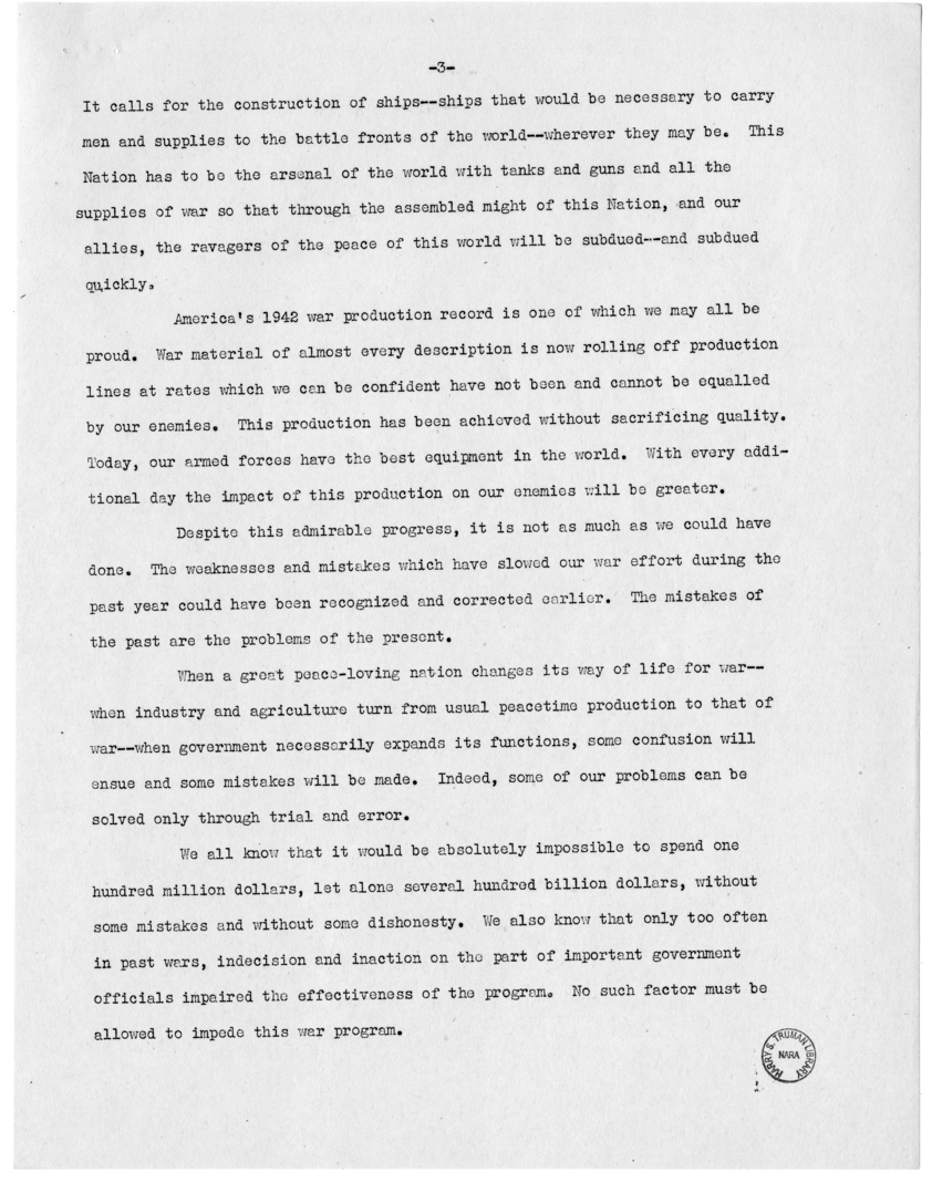 Speech of Senator Harry S. Truman Before the Fraternal Order of Eagles, Newark, New Jersey