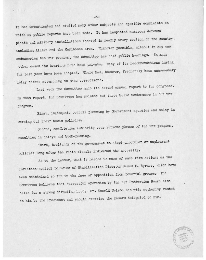 Speech of Senator Harry S. Truman Before the Fraternal Order of Eagles, Newark, New Jersey