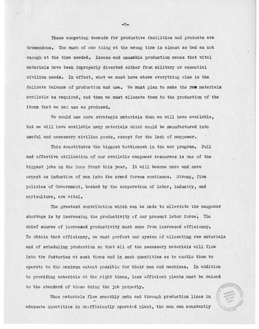 Speech of Senator Harry S. Truman Before the Fraternal Order of Eagles, Newark, New Jersey