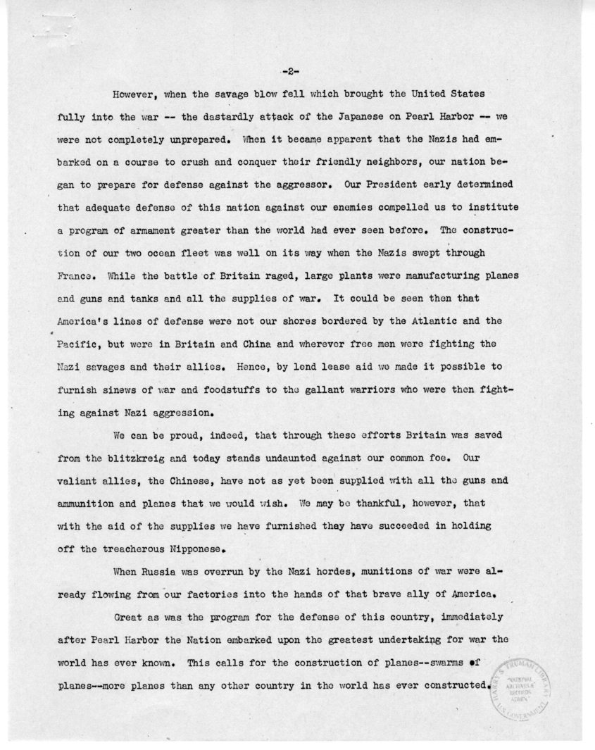 Speech of Senator Harry S. Truman Before the Southern Hardware Jobbers Association and the American Hardware Manufactures Association at Memphis, Tennessee