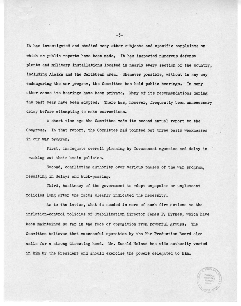 Speech of Senator Harry S. Truman Before the Southern Hardware Jobbers Association and the American Hardware Manufactures Association at Memphis, Tennessee
