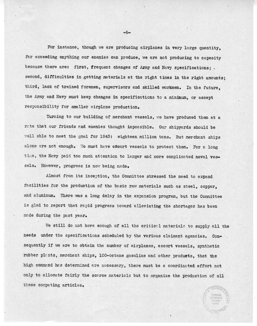 Speech of Senator Harry S. Truman Before the Southern Hardware Jobbers Association and the American Hardware Manufactures Association at Memphis, Tennessee