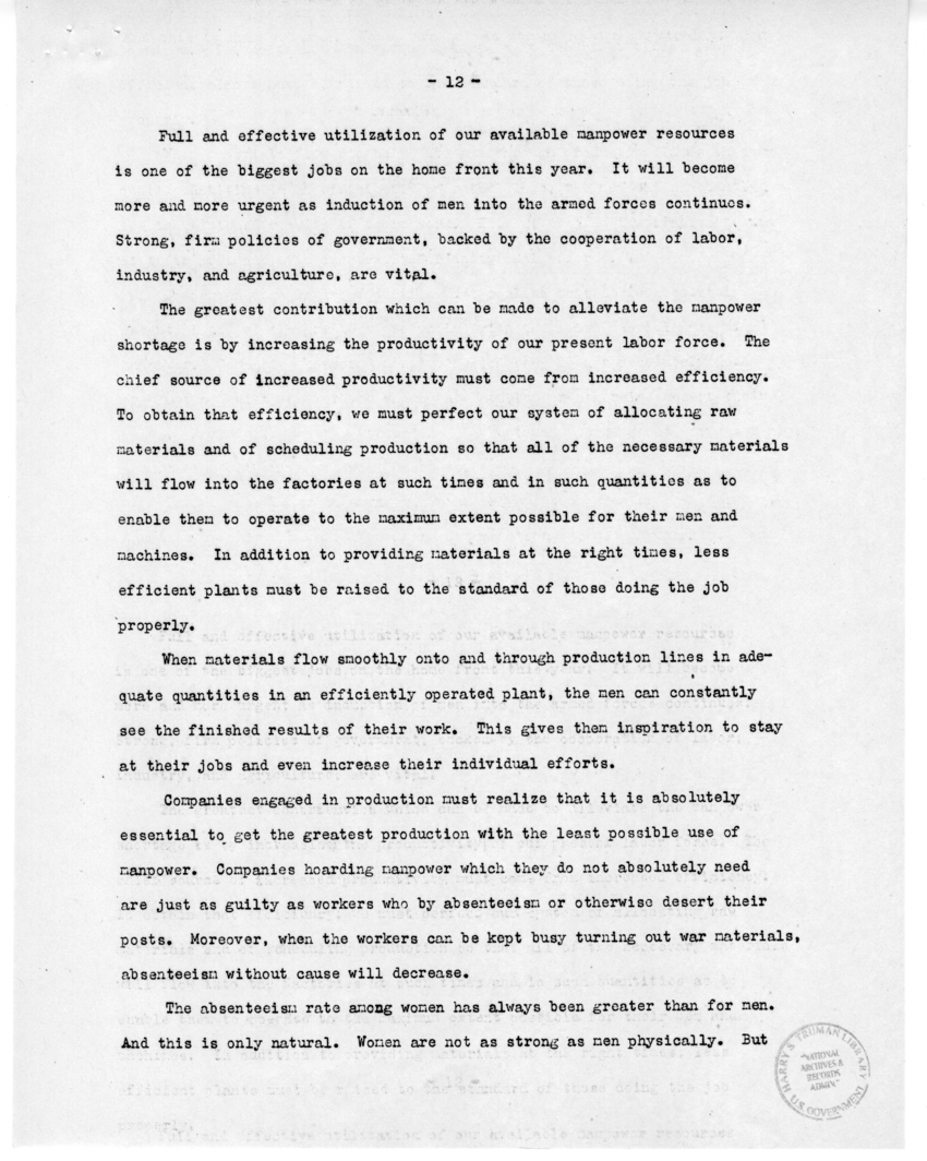 Speech of Senator Harry S. Truman Before the Southern Hardware Jobbers Association and the American Hardware Manufactures Association at Memphis, Tennessee