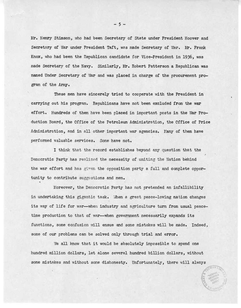 Speech of Senator Harry S. Truman Jefferson Day Dinner at Salt Lake City, Utah