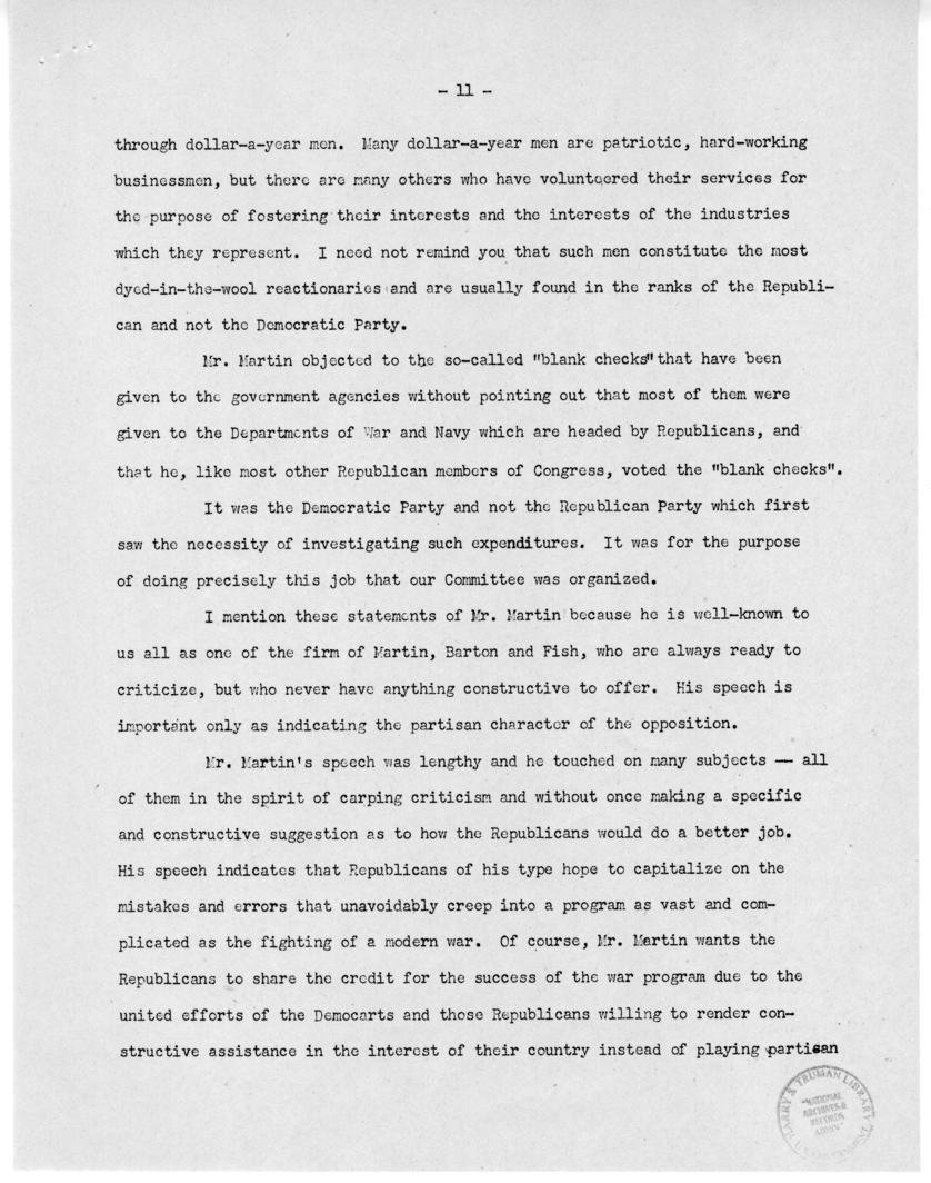 Speech of Senator Harry S. Truman Jefferson Day Dinner at Salt Lake City, Utah
