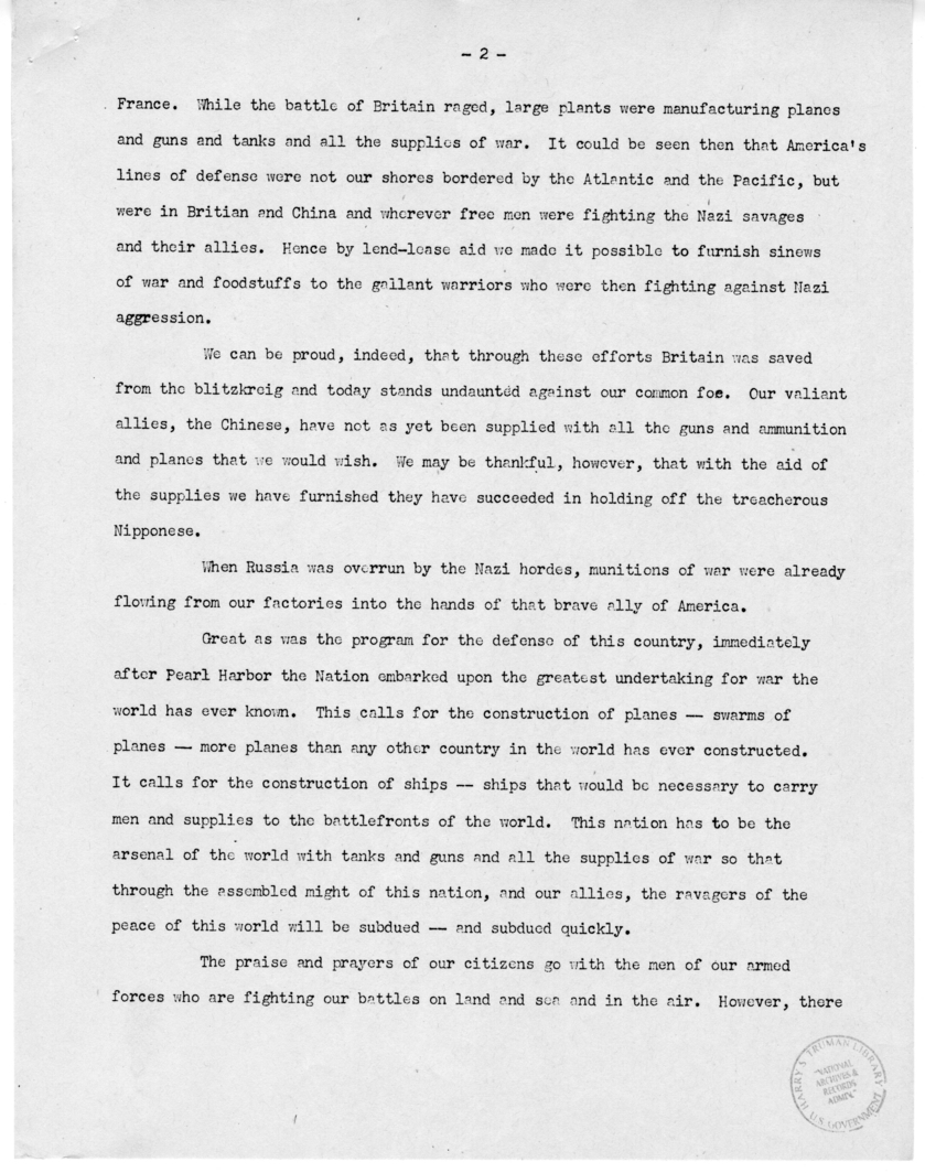 Speech of Senator Harry S. Truman Before the Southern Supply and Machinery Distributors at Cincinnati, Ohio