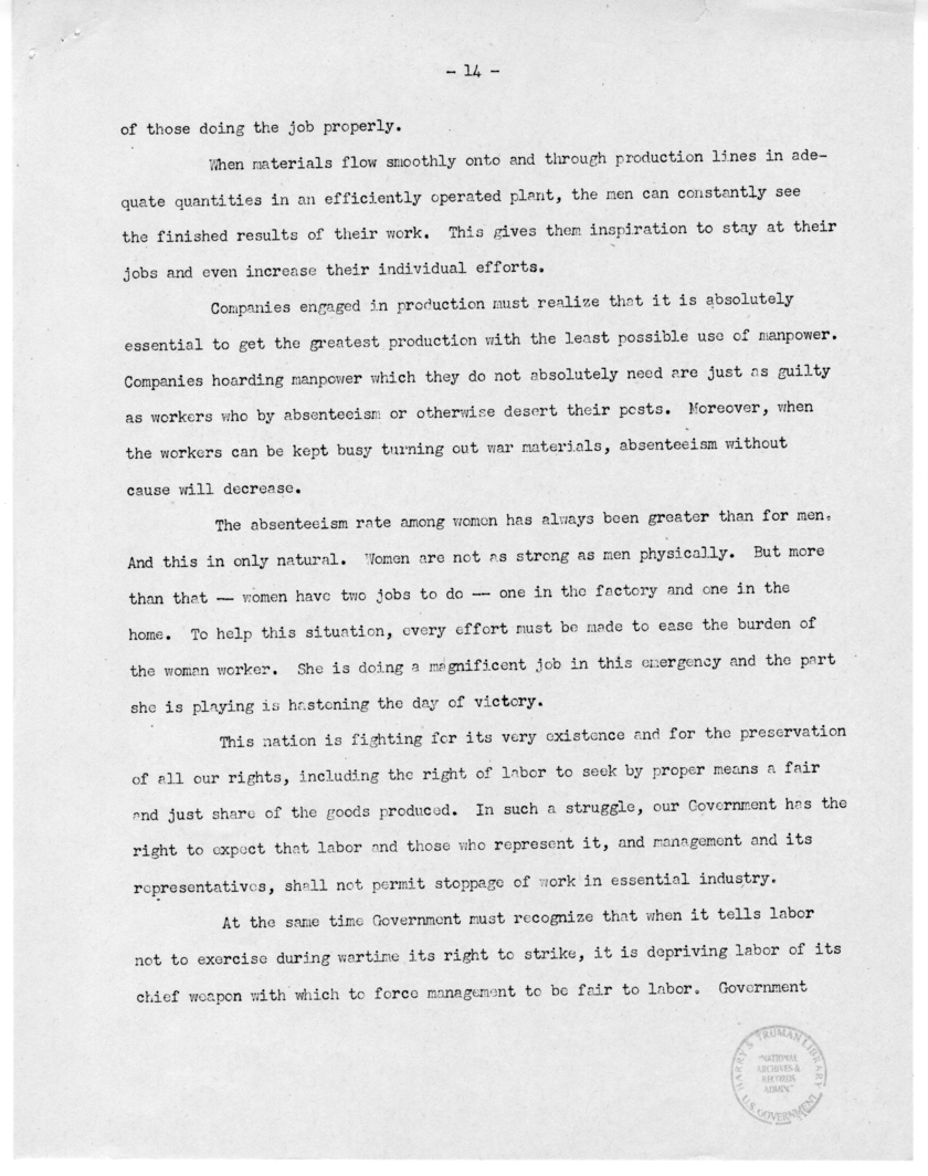 Speech of Senator Harry S. Truman Before the Southern Supply and Machinery Distributors at Cincinnati, Ohio