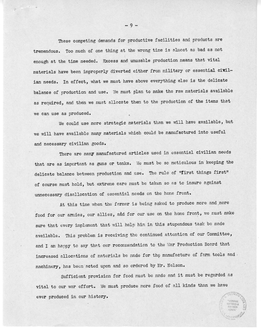 Speech of Senator Harry S. Truman Before the St. Louis Chamber of Commerce at St. Louis, Missouri
