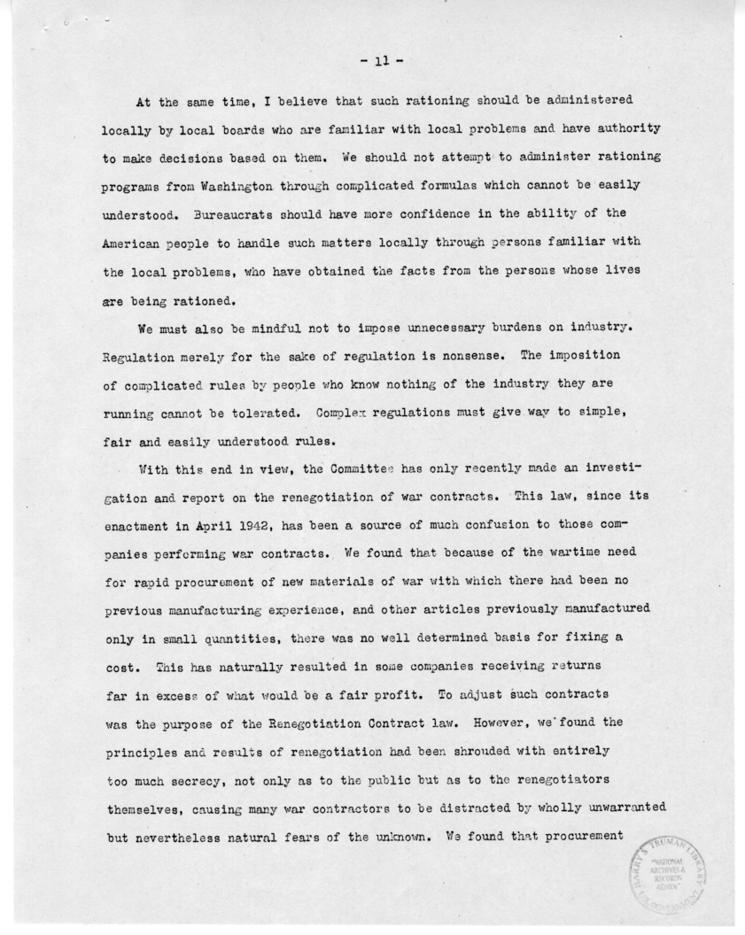 Speech of Senator Harry S. Truman Before the St. Louis Chamber of Commerce at St. Louis, Missouri