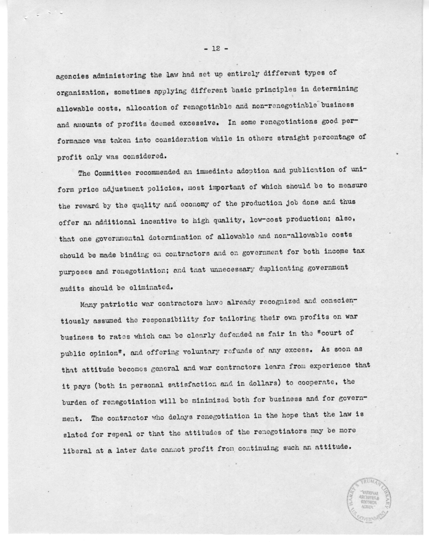Speech of Senator Harry S. Truman Before the St. Louis Chamber of Commerce at St. Louis, Missouri