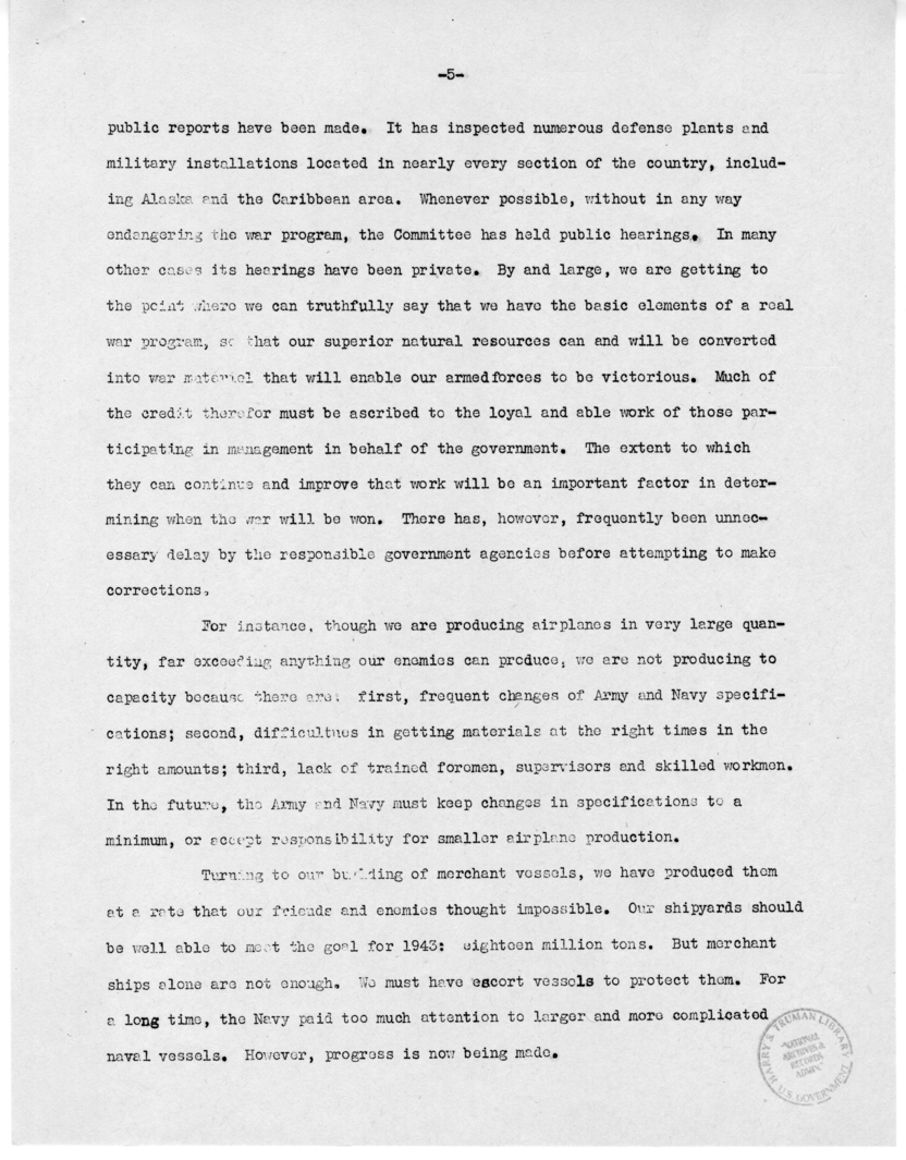 Speech by Senator Harry S. Truman Before the Meeting of the Executives' Club of Chicago, Chicago, Illinois