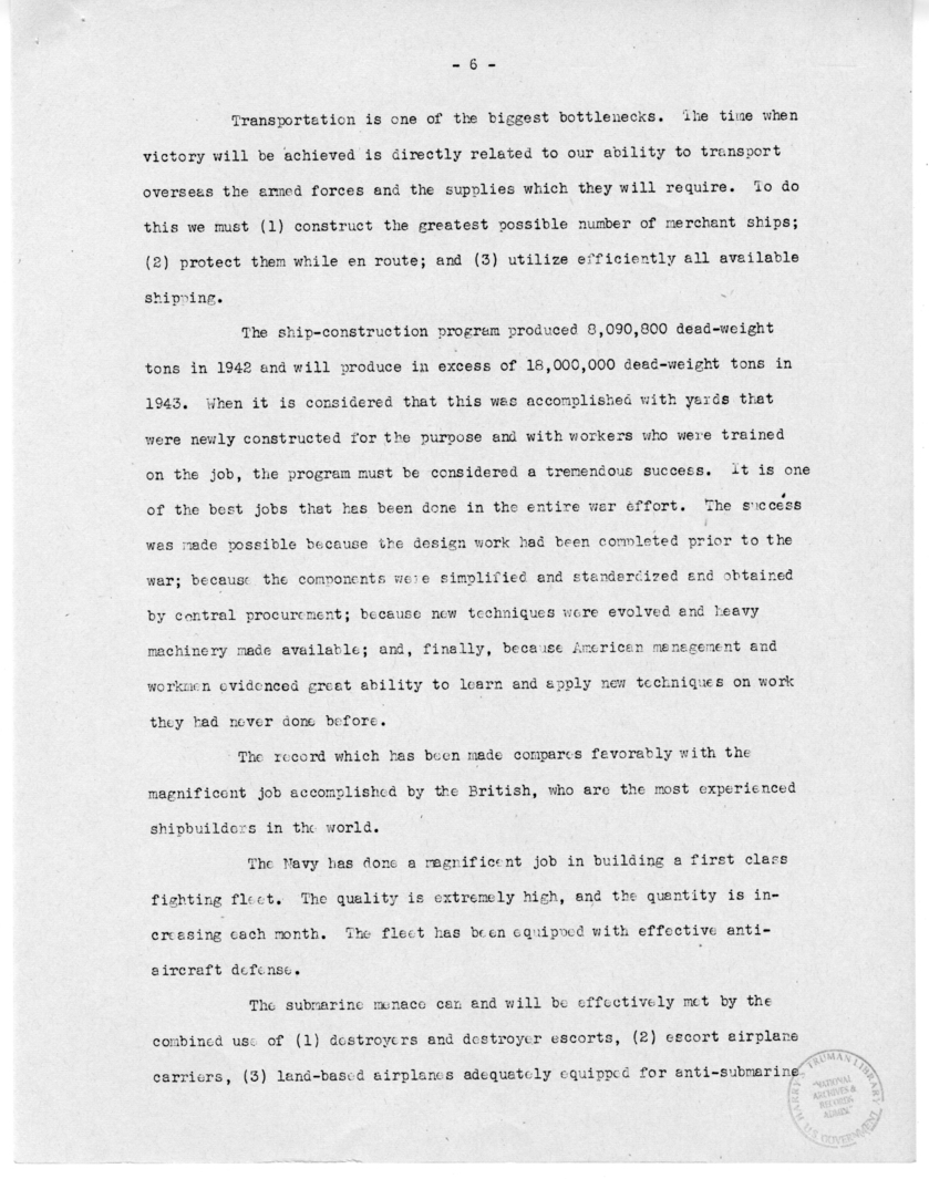Speech by Senator Harry S. Truman Before the Meeting of the Executives' Club of Chicago, Chicago, Illinois