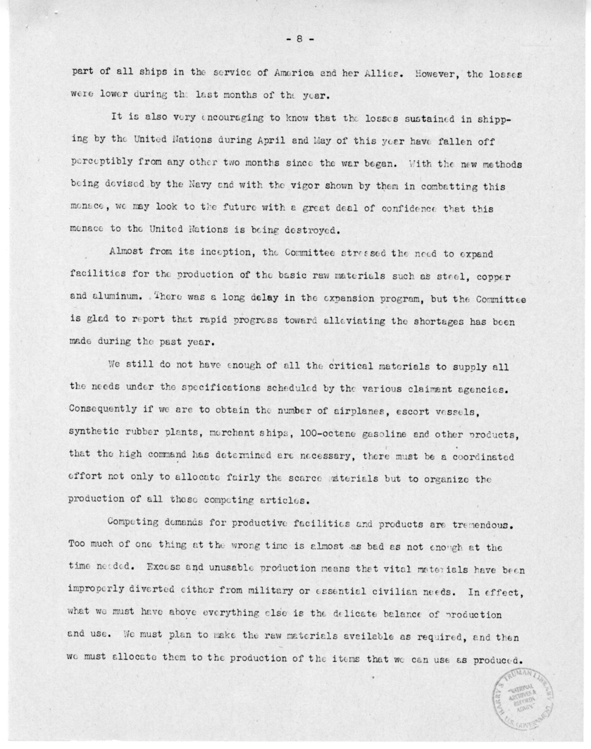 Speech by Senator Harry S. Truman Before the Meeting of the Executives' Club of Chicago, Chicago, Illinois