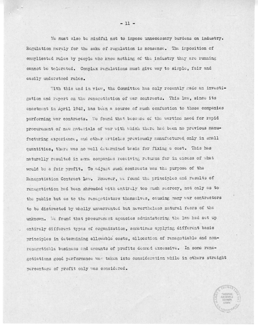 Speech by Senator Harry S. Truman Before the Meeting of the Executives' Club of Chicago, Chicago, Illinois