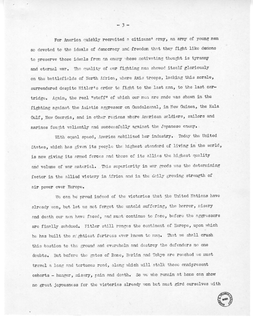 Speech of Senator Harry S. Truman at Omaha, Nebraska