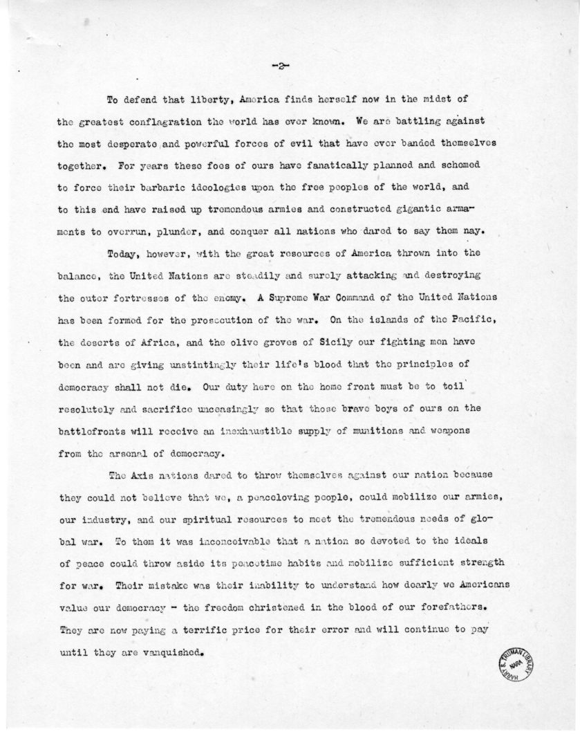 Speech of Senator Harry S. Truman at Lincoln, Nebraska