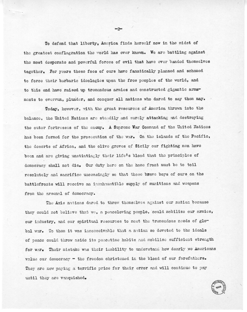 Speech of Senator Harry S. Truman at Wichita, Kansas