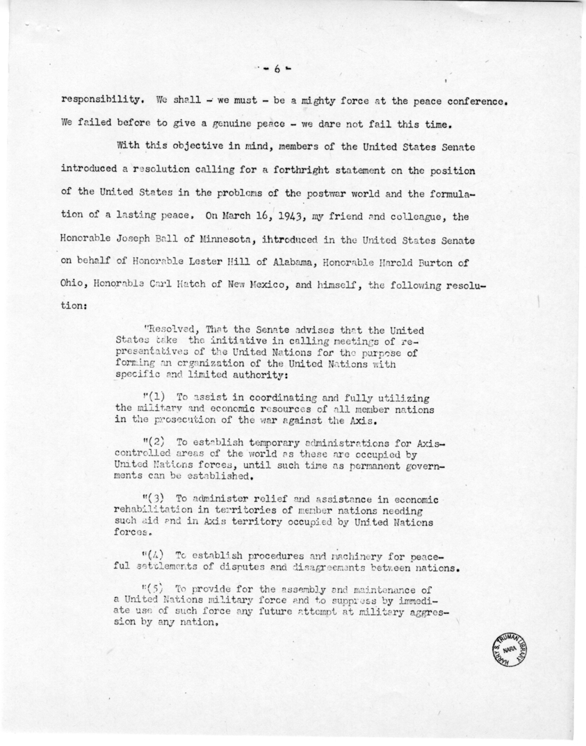 Speech of Senator Harry S. Truman at Wichita, Kansas