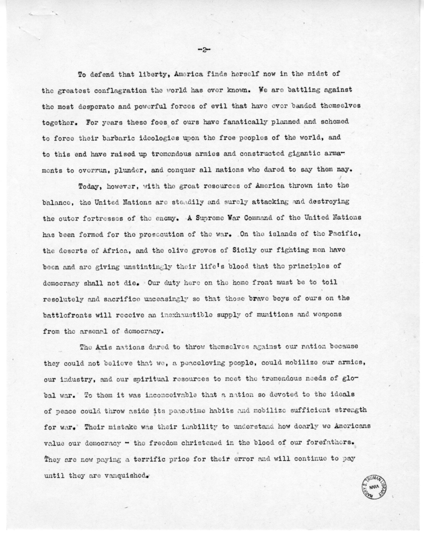 Speech of Senator Harry S. Truman at Emporia, Kansas