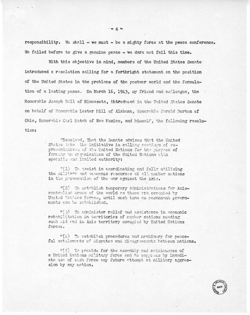 Speech of Senator Harry S. Truman at Emporia, Kansas