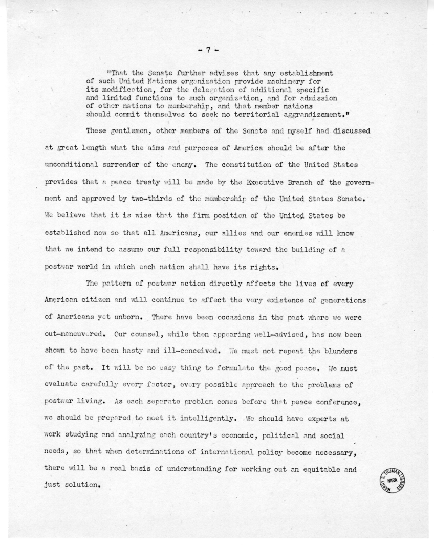 Speech of Senator Harry S. Truman at Emporia, Kansas