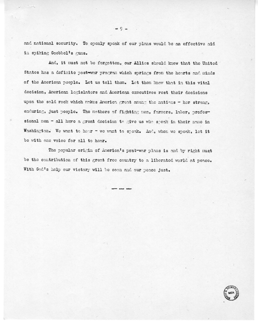 Speech of Senator Harry S. Truman at Emporia, Kansas