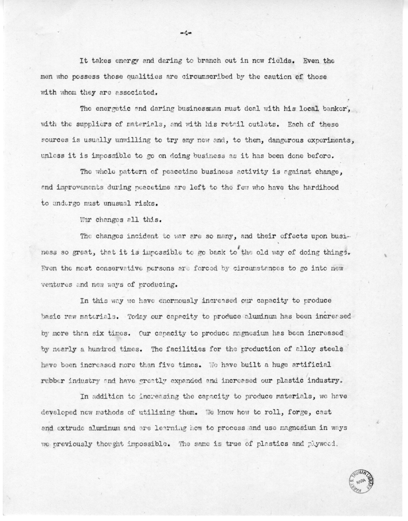 Speech of Senator Harry S. Truman Before the Fraternal Order of Eagles