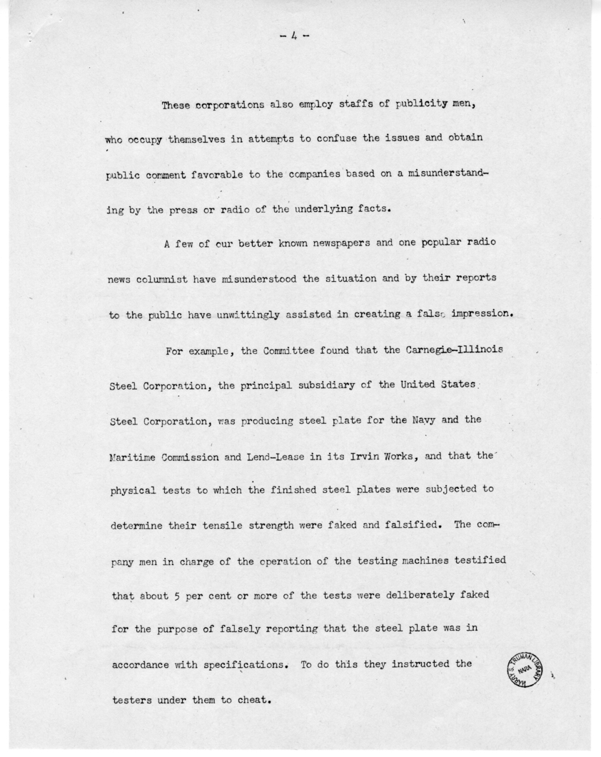 Speech of Senator Harry S. Truman Delivered over the Blue Network, Shenandoah, Iowa