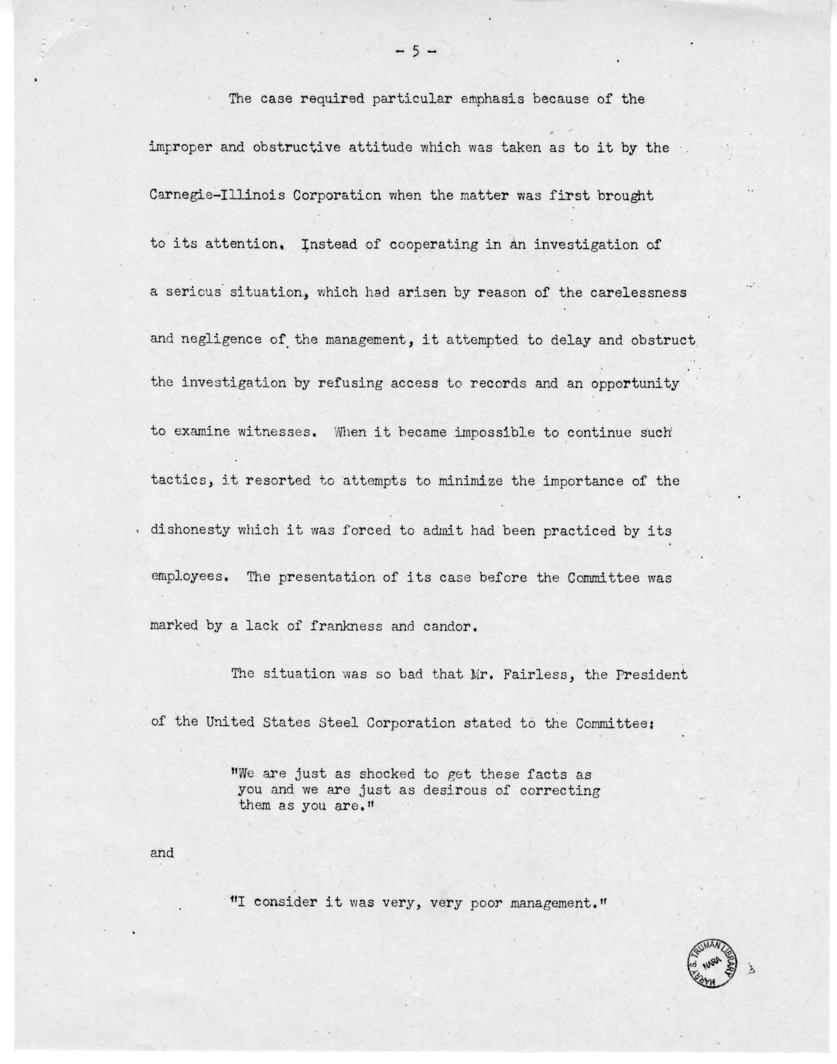 Speech of Senator Harry S. Truman Delivered over the Blue Network, Shenandoah, Iowa