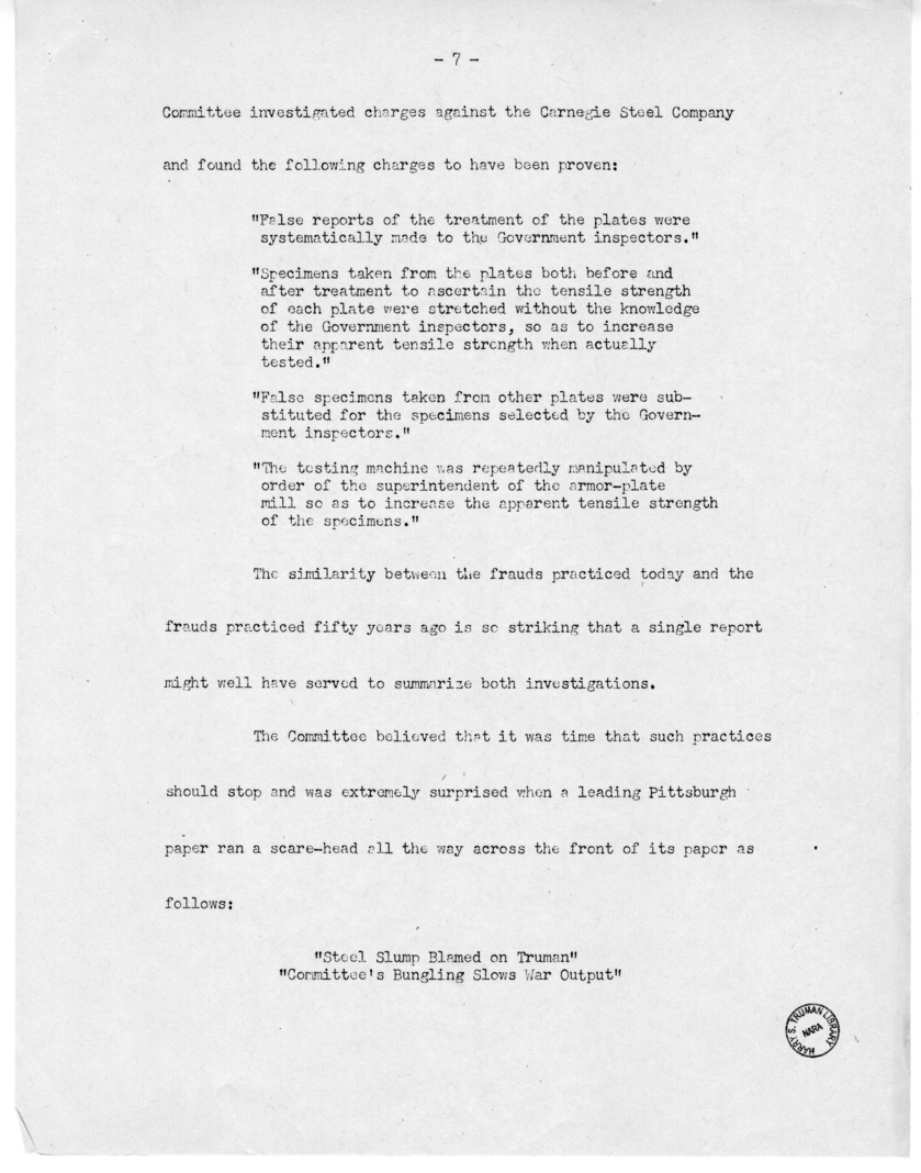 Speech of Senator Harry S. Truman Delivered over the Blue Network, Shenandoah, Iowa