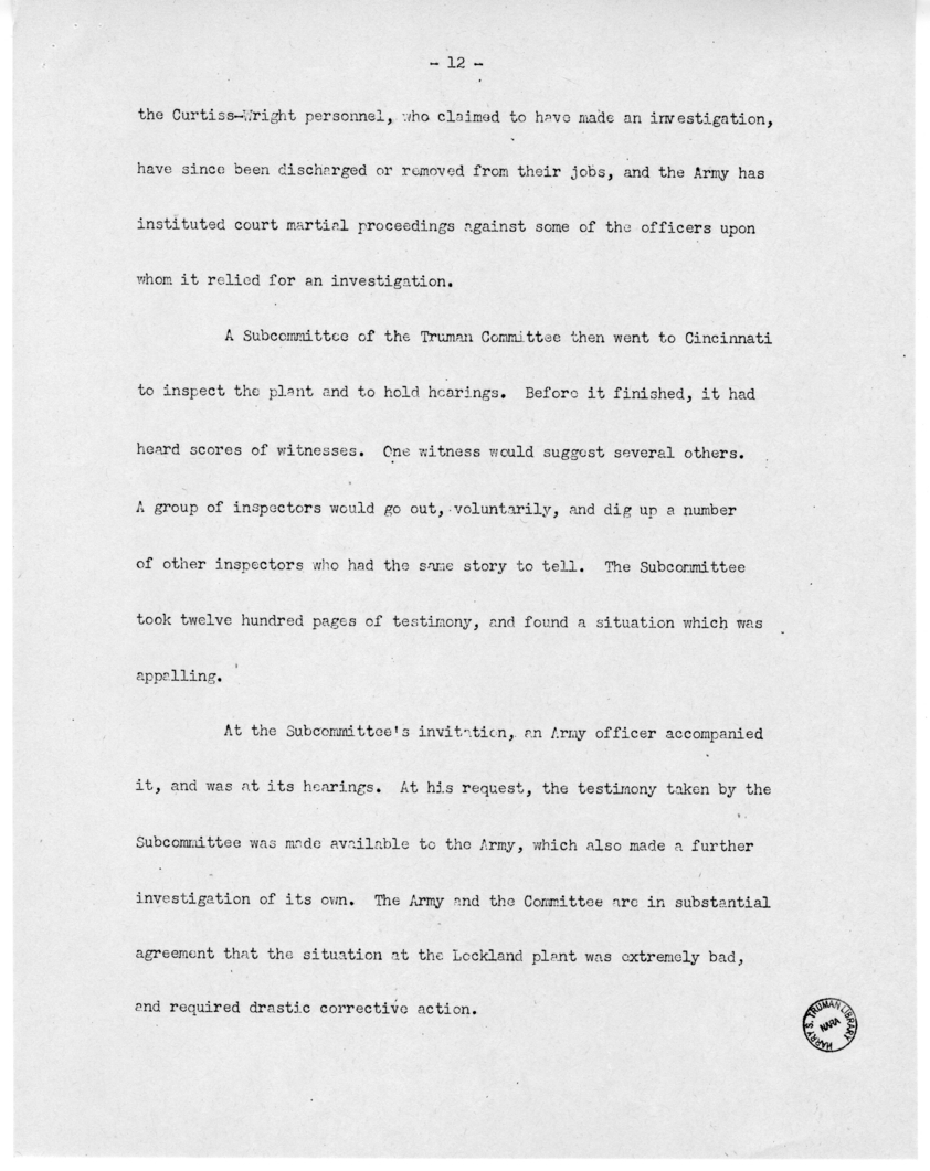 Speech of Senator Harry S. Truman Delivered over the Blue Network, Shenandoah, Iowa