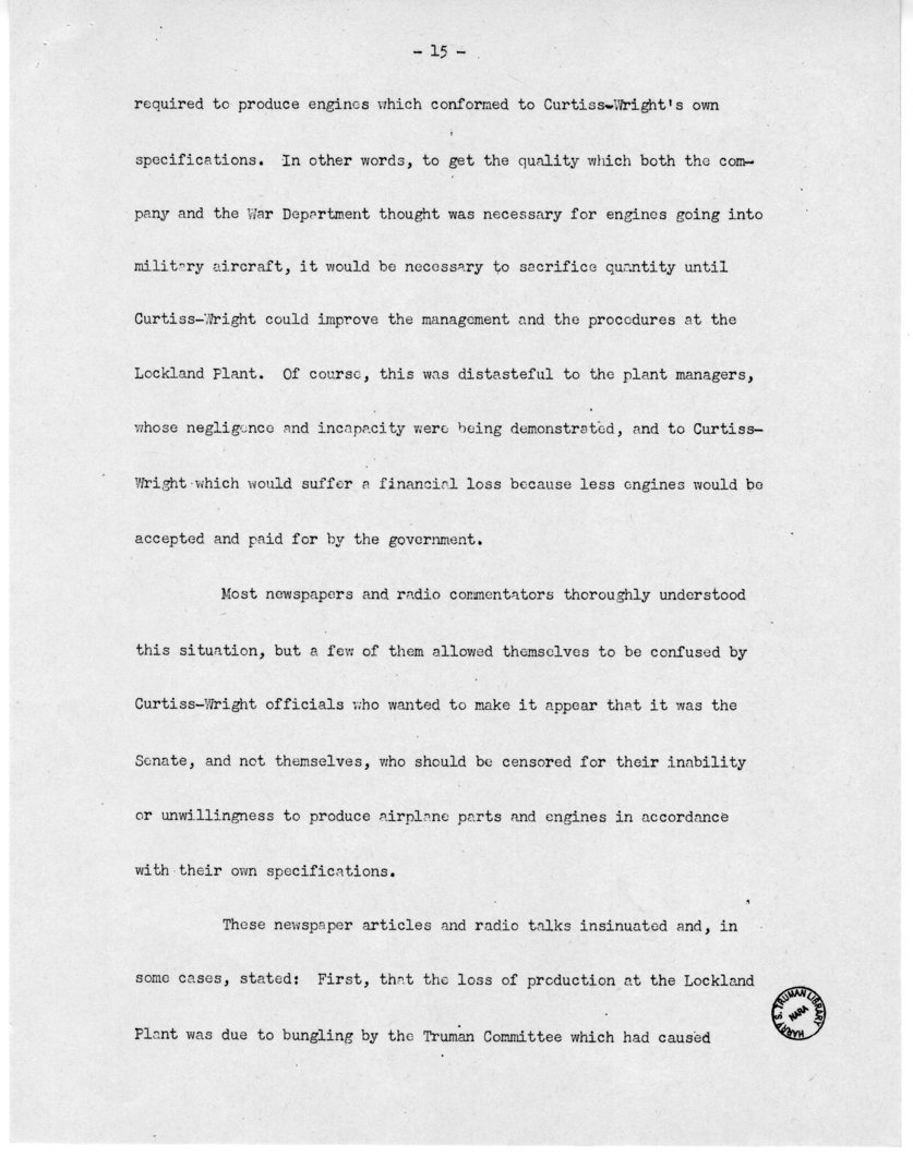 Speech of Senator Harry S. Truman Delivered over the Blue Network, Shenandoah, Iowa