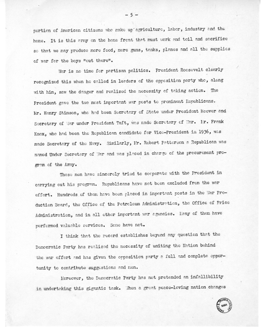 Speech of Senator Harry S. Truman at Jefferson City, Missouri