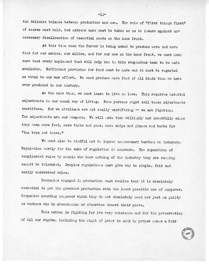 Speech of Senator Harry S. Truman at Jefferson City, Missouri