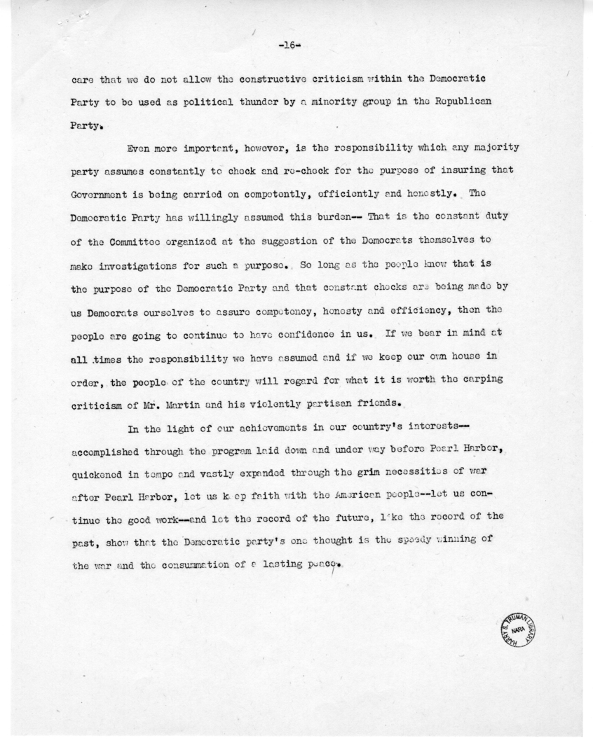 Speech of Senator Harry S. Truman at Jefferson City, Missouri
