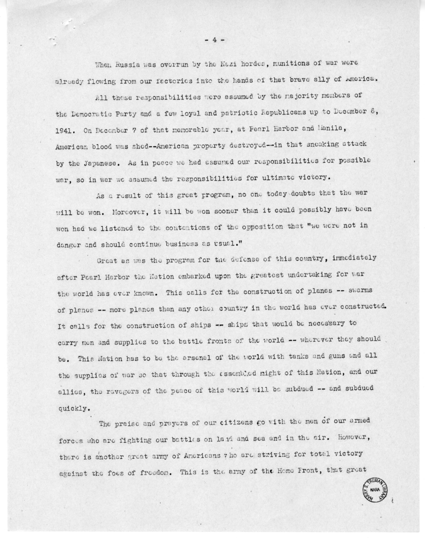 Speech of Senator Harry S. Truman at Caruthersville, Missouri