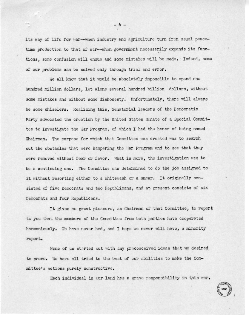 Speech of Senator Harry S. Truman at Caruthersville, Missouri