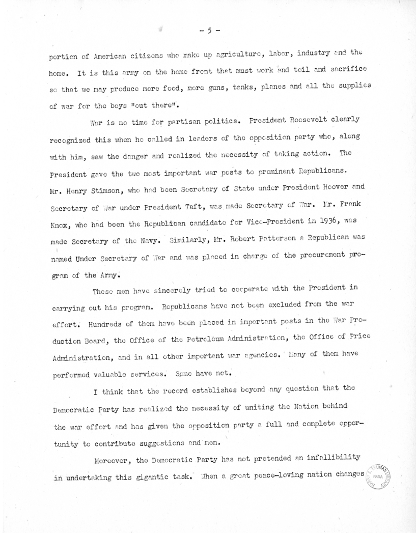 Speech of Senator Harry S. Truman Delivered Before the Democratic Women's Council, Washington, D.C.