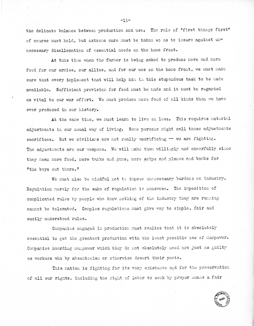 Speech of Senator Harry S. Truman Delivered Before the Democratic Women's Council, Washington, D.C.