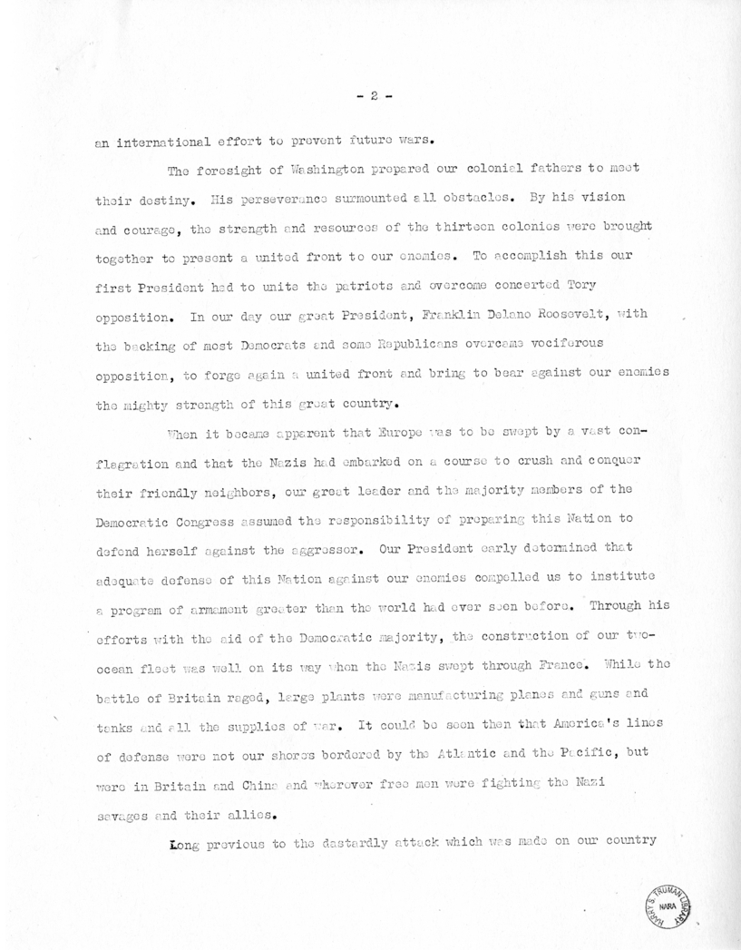 Speech of Senator Harry S. Truman at Jacksonville, Florida