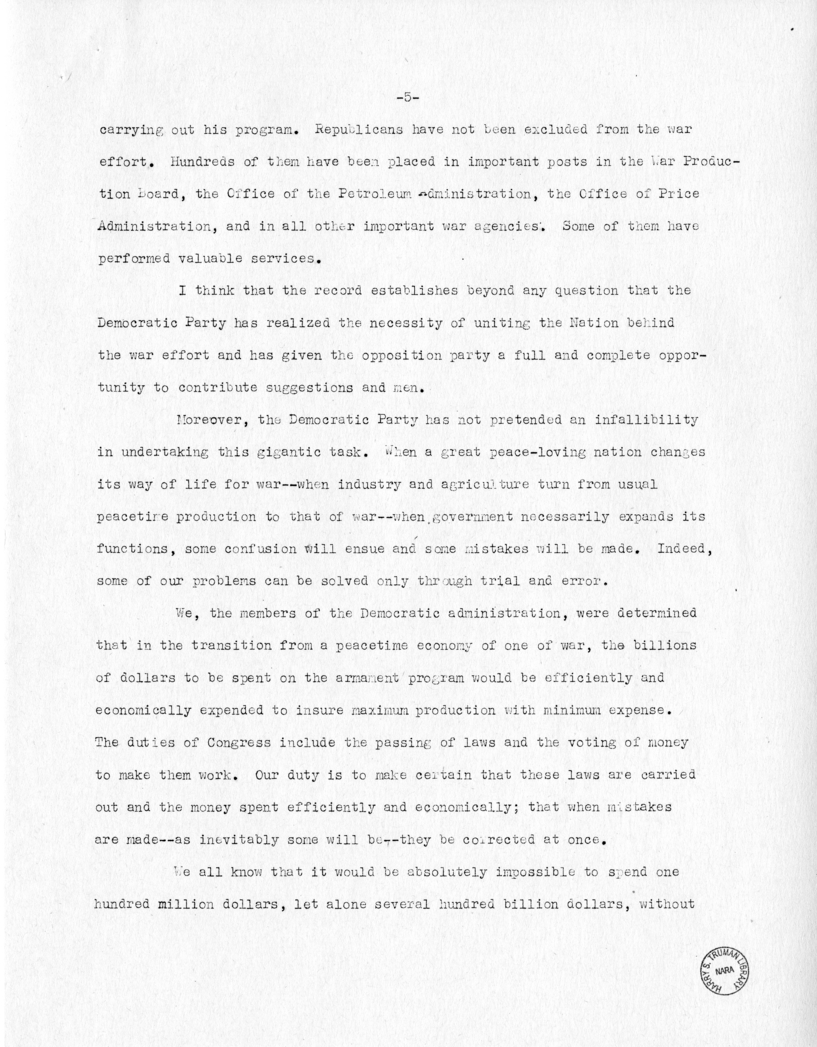 Speech of Senator Harry S. Truman at Jacksonville, Florida