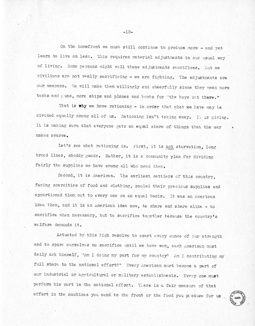 Speech of Senator Harry S. Truman at Jacksonville, Florida